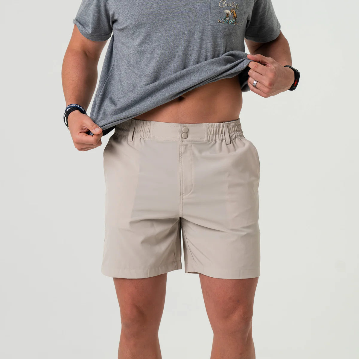 Burlebo- Everyday Short- Light Khaki- American Flag Pocket 7" Inseam